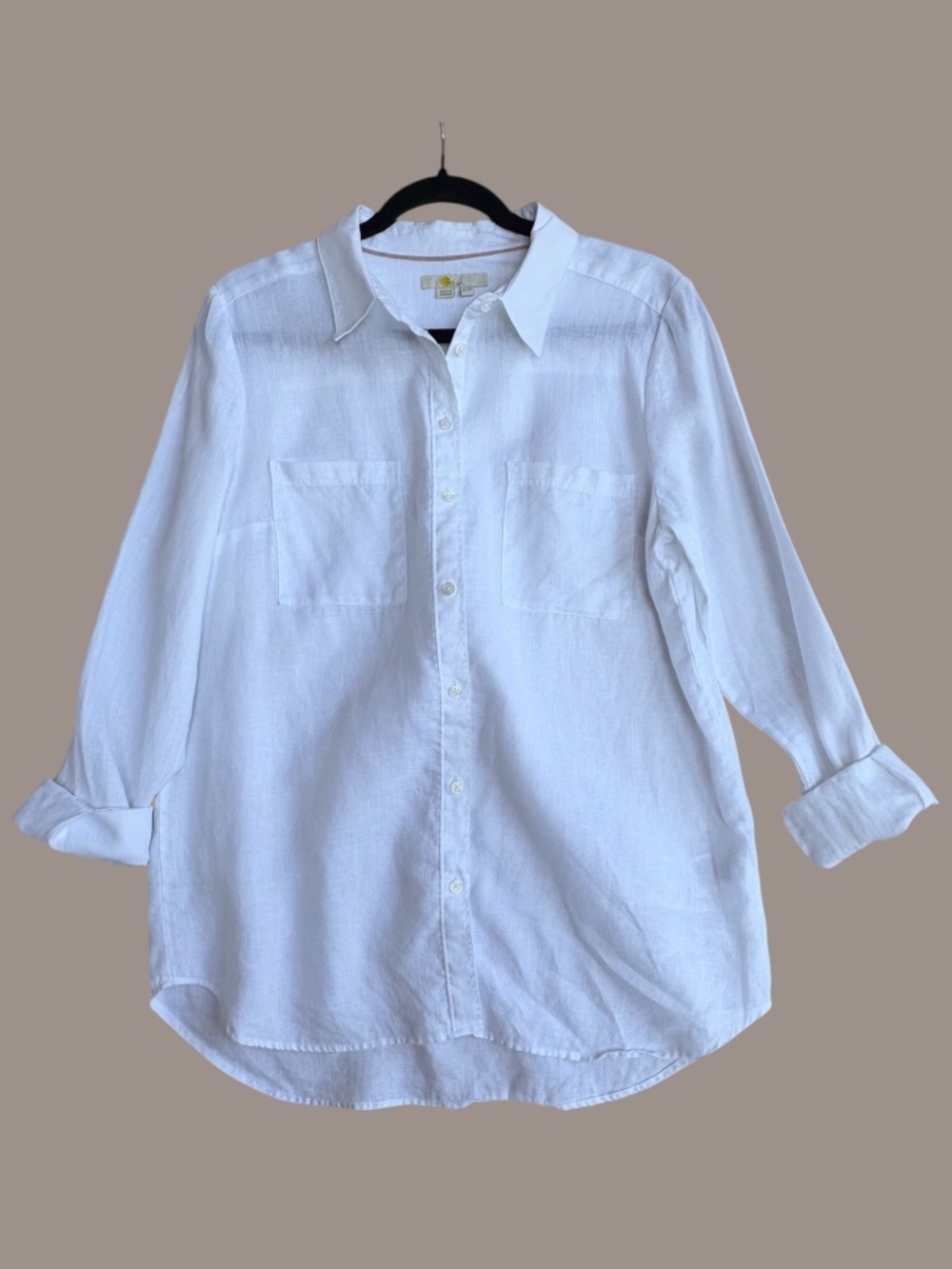 Boden Womens White Linen Button Down Shirt 6 Mint Long Sleeve Pocket Blouse Top